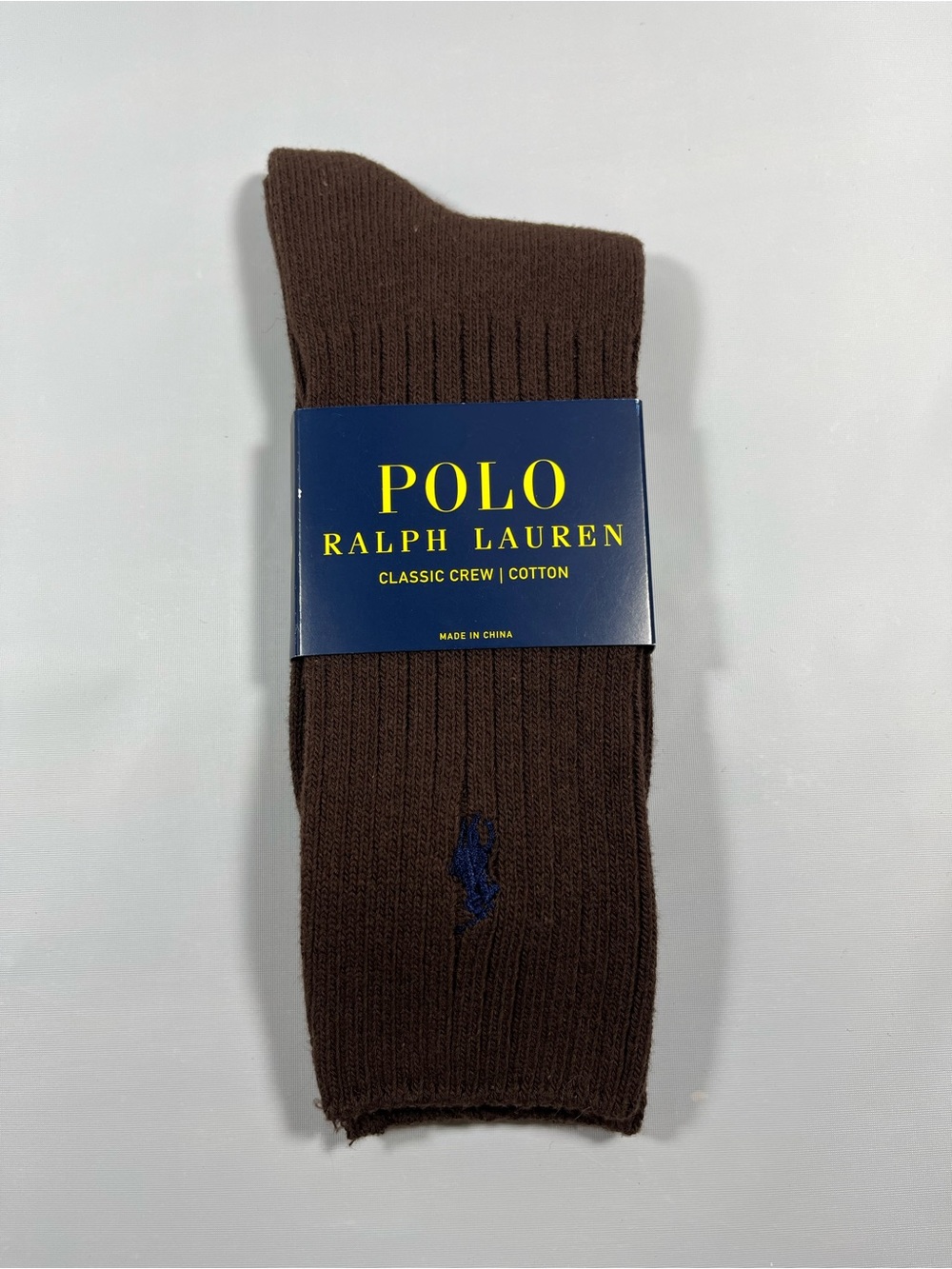 Polo Ralph Lauren Classic Crew Cotton Socks Size 10-13 Brown Blue